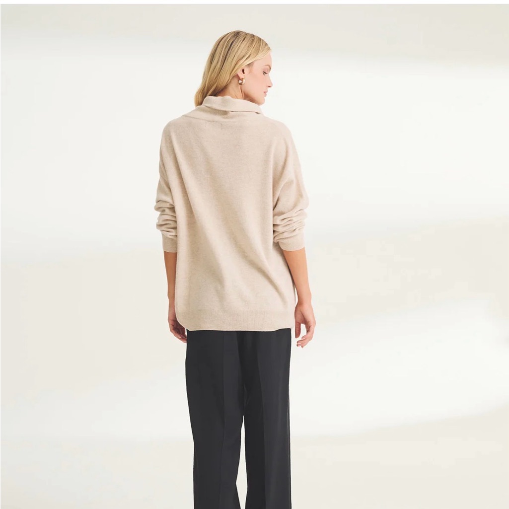 Project Naadam Oversized Cashmere Funnel/Turtleneck Sweater In Oatmeal
